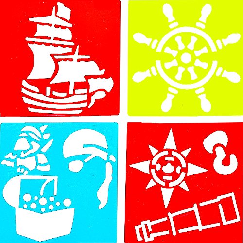 German Trendseller® – 6 x Piraten Mal-Schablonen┃ Zeichenschablone ┃ Piraten-Schiff ┃ Piraten Crew ┃ Mit diesen Vorlagen lassen sich die tollsten Piraten-Motive Kinderleicht Malen! - 2