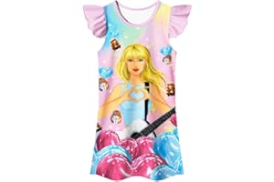 Aepotumn Girls Nightdress Fans Nightwear Music Concert Kids Nighties Sleepwear Dress for Girls