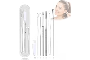 ORIENTAL RIVERKIT Edelstahl Ohrreiniger, Ohrenreiniger Ohrenschmalz Entferner, 7 Set Ear Cleaner mit Aufbewahrungskiste, für Jugendliche und Erwachsene