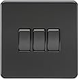 Knightsbridge SF4000MBB Screwless 3G 2-Way Switch Rockers, 230 V, Matt Black