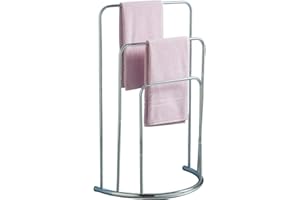 Bath Vida 3-Tier Bathroom Rack Free Floor Standing Curved Towel Holder, Metal, Chrome