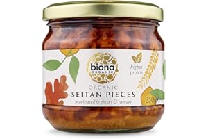 Biona Organic Seitan Pieces 350g, Pack of 6 Jars - Organic, Marinated in Ginger & Tamari Soya Sauce - Source of Protein - Meat Substitute suitable for Vegetarians and Vegans