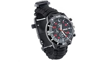 MansWill 16 in 1 Sports Survival Bracelet, Outdoor 7 Core Paracord Mountaineering Waterproof Watch Emergency Wristband First Aid Tools with Compass, Rescue Whistle, Fire Starter, Fishing Kit