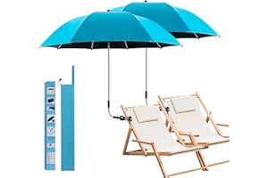 ConBlom 2 PACK Chair Umbrella with Universal Clamp, 360 ° Adjustable Umbrella for Chair, UPF50+ Umbrella for Beach Chair, Patio Chair, Wheelchair, Camping Chair, Golf Carts