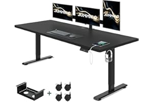 ‎JUMMICO JUMMICO Höhenverstellbarer Schreibtisch 160 x 80 cm mit Kabelwanne, Schreibtisch Höhenverstellbar Elektrisch Stehpult mit USB-Buchse, Ergonomischer Steh-Sitz Tisch mit 360°Rollen, Schwarz