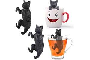 Votvlog 2 Piezas Infusor Te, Filtro Té de Silicona Alimenticio, Hojas Sueltas, Filtro de Té con Forma de Gato para Tazas De Agua, Tazas de Vidrio, Tazas de Té De Flores, Tazas, Gato Divertido