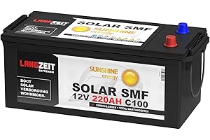 LANGZEIT BATTERIEN Solarbatterie 220Ah 12V Versorgungsbatterie Wohnmobil Batterie Boot Solar SMF Akku total wartungsfrei 180Ah