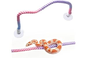 CYUXING Pink Snake Enrichment Climbing Rope, Ball Python Tank Climbing Accessories with Strong Suction Cups, Flexible Wire Co