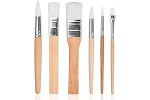 NATUCE 6Pcs Pennelli Professionali in Nylon per Pittura Acrilica, Ad Olio, a Guazzo e Ad Acquerelli - Set per Artisti, Adulti e Bambini