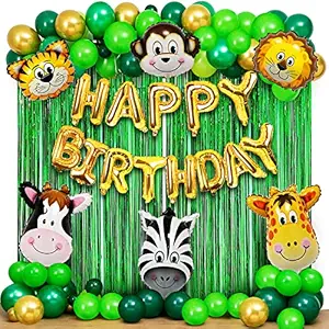 Party Propz Jungle Theme Party Decoration - For Boys Girls - Animal Theme Birthday Party Decorations, Animal Balloons, Birthday Theme,Theme Decoration - Set of 49