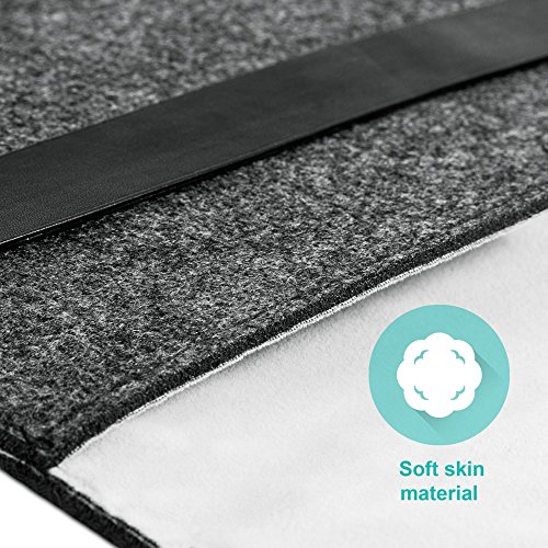 13-13.3 Zoll MacBook Air Hülle / MacBook Pro Retina Hülle, Natur® 13″ 13.3″ Filz Sleeve Hülle Ultrabook Laptop Tasche aus PU Leder Laptop Schutz Hülle mit Zusatzfächern und extra Beutel – Dunkelgrau/ Schwarzer PU Verschluss - 4