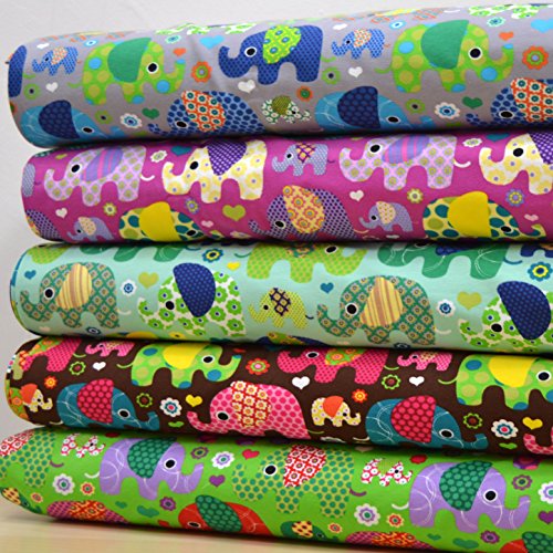 Jersey-Stoff-Kinder „Julia – Bunte Elefanten“ grün / tolle Jersey Qualität / Meterware ab 25cm / UX - 5