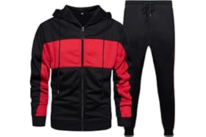 WIRLTTE Mens Tracksuit Set Bottoms Full Zip Hooded Top Joggers Trousers Casual Fleece Gym Suit Jacket with Pockets