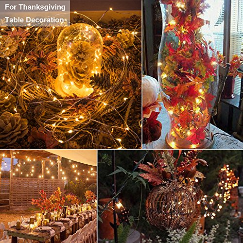 30er LED Draht, Micro Lichterkette Batterie-betrieben Mit Timer für Innen und Außen 8 Modi Wasserdicht Batteriefach auf 9.8ft silbernem Kupterdraht Warmweiß Weihnachtsbeleuchtung Deko Von Oak Leaf - 6