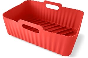 Guardini, Stampo rettangolare con manici 15x22 cm, Ideale per friggitrice ad aria, Silicone alimentare, Rosso, Linea Air Fryer