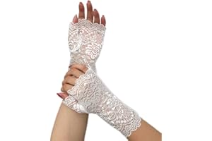Wambere Gants en dentelle, mitaines vintage pour femme, broderie en dentelle, protection solaire, poignet de mariée, accessoires de fête, Halloween
