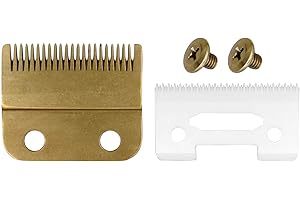 AIRERA Set di Lame di Ricambio 2 Fori Professionali #2161, 1 Lama Fissa in Acciaio al Carbonio, 1 Lama Mobile in Ceramica, compatibile con Tagliacapelli Magic Wahl Serie 5 Star(Oro)