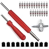 Sinblue Reifenventil Kern Werkzeug Set mit Doppel und Einzelkopf Ventilkern, Reifenreparatur Werkzeug, 1 Stück 4 Wege Ventil 