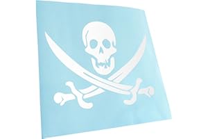 Kiwistar - Adesiva per Auto - teschio pirata 14 x 11 cm - bianco - Scritte per camion, moto, bici, veicoli, laptop, camper, autobus - Tuning