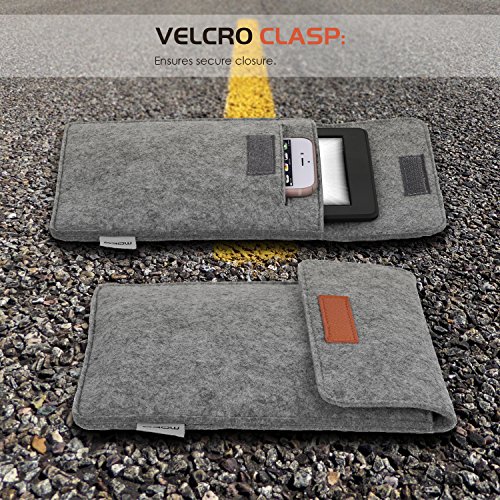 MoKo Kindle Paperwhite / Kindle Oasis / Kindle Voyage Felt Sleeve Hülle – Tragbare Filz Schutzhülle Tasche für Amazon Kindle Paperwhite / Voyage / Kindle Oasis / Kindle 7. / HD 6 6 Zoll, Hellgrau - 6