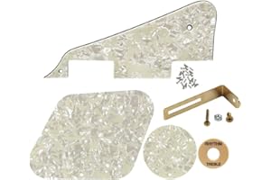 FLEOR IKN Juego de LP Pickguard/control cavidad Cubierta/selector trasera Placa/Anillo de interruptor de palanca/Soporte Dorado/montaje tornillos para guitarra Epiphone Les Paul Standard, perla envejecida
