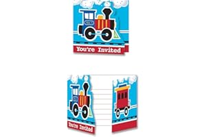 CREATIVE CONVERTING Creative Party PC324346 Colourful Train Invitations - 8 Pcs