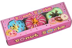 Lustige Donut Socken Box - Lustig Bunte Coole Geschenke für Frauen Damen Teenager Mädchen Mama Oma Sie Freundin Frau - Witzige Muttertagsgeschenk Ostern Weihnachten Strümpfe Geschenkideen - 3 Paare