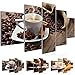 Produktbild Bild 100 x 50 cm - Kaffee Bilder- Vlies Leinwand - Deko für Wohnzimmer -Wandbild - XXL 5 Teilig Teile - leichtes Aufhängen- 801652a