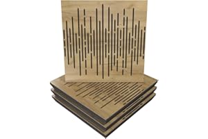 UA ACOUSTICS (4 Pack) — Panneau Acoustique Diffuse Absorption Sonore «Onde» | 50x50x5cm | Absorption - Diffusion - Réflexion - Insonorisation - Isolation | Bois Perforé stratifié: (vague, chêne)