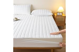 LJQAIZYL Matratzenschoner mit Reißverschluss Matratzenüberzug Grau Weiche 90x190/200 Anpassbare Matratzenüberzug Matratzenauflage Encasing Gesteppt Waschbarer Spannbettlaken Matratzentopper(180x200+25cm,White)