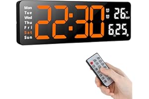 Koolertron Digital Wall Clock 13" Large Oversized LED Wall Clock Indoor Temperature Digital Clocks with Date and Day for Elder Kids