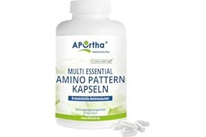 ‎APORTHA APOrtha® Multi Essential Amino Pattern – 300 Kapseln mit 8 essentiellen Aminosäuren nach Prof. Dr. Lucà-Moretti, ausgewogenes Aminosäuren-Profil, EAA Kapseln, vegan, ohne Zusätze