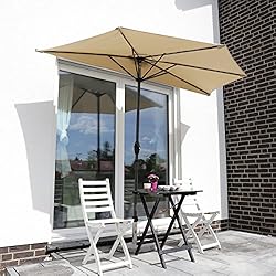 Sekey Outdoor 2.7m Demi Parasol en Acier Parasol Une verrière 100% Polyester (Taupe), UV 50+