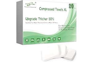 Fancyou Large Compressed Towel Ultra Soft Disposable Face Towel, Thicken Travel Size Toiletries Survival Gear and Supplies, Cotton Coin Facial Tissues Washcloths for Camping Gear(Naked 20 Count)