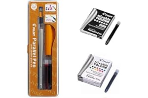 BLUMIE SHOP Parallel Pen 2,4 mm + 12 cartuchos de colores surtidos + 6 cartuchos negros + índice adhesivo Blumie