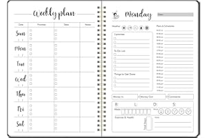 AZDEERY Weekly Planner Notepad, To Do List Pad, Productivity Organiser, Weekly Goals,Habit Tracker, Meals, Notes, Water Intake Tracker, 50 Tear-Off Sheets, Two stickers, Black 10"X 7"