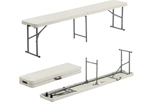 Harbour Housewares Folding Garden Bench - 6ft (180cm) - Pack of 1 - Heavy Duty Folding Utility Bench Easy Store Indoor Outdoor Patio Seating for Outdoor Events, Camping Picnic, Arts and Crafts