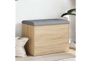 Willood Sitzbank mit Stauraum, Bank Gepolstert Sitzhocker Schuhbank, Truhenbank Polsterbank Aufbewahrungsbox für Wohnzimmer Flur, Sonoma-Eiche 62x42x45 cm Holzwerkstoff