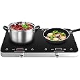 COOKTRON Induction Hob, Double Induction Cooker with Dual-Control (Touch & Knob), 10-Level Adjustable Temperature/Power, 4-Hour Timer, Child Safety Lock, Portable Design, 2800W