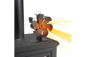 FISHOAKY Ventola per Stufa a Legna con 6 Pale, Ventilatore per Camino Senza Elettricità, 40 ° C Avvia Operazione Silenziosa, 5V 1.5A Alta Potenza per Camino/Bruciatore/Tronchi