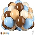 Blue and Brown Balloons, 12inch Bear Balloons Pastel Blue Beige Brown Latex Balloons, Baby Blue Cream Coffee Party Balloon For Teddy Bear Birthday Baby Shower Decorations