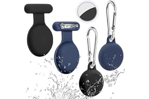 WALLFID 4 Pack Air-tag Holder Compatible With Apple Air-Tag, Case With Anti-Lost Keychain Key Ring, Hidden Case With Pin for Kids, Elderly, Pet, Clothing (Black & Midnight Blue)