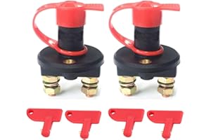TWSHINY Battery Isolator Switch, 12V/24V Car Cut Off Switch Power Kill Disconnect Automotive Rotary Brass Terminal for Car Truck Boat RV ATV Marine 2Pcs with 4 Keys