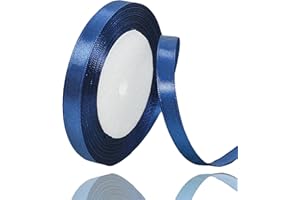 ALOHOVME Navy Blue Satin Ribbon for Crafting, 10mm x 23 Metres Solid Color Present Ribbon for Gift Wrapping, Balloon, Cake Decoration, Hair Bows Making, DIY Sewing Projects, Bridal Bouquet and Wedding Party