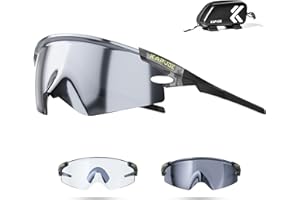 KAPVOE K410 Occhiali da Ciclismo Fotocromatici & Alta Definizione Unisex, Montatura TR90, Lenti UV400, Astine Regolabili, Include Borsa per Bicicletta, Occhiali Sportivi per MTB e Attività Outdoor