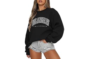 Tomwell Women's Oversized Sweatshirt Los Angeles Pullover without Hood Teenager Girls Crew Neck Jumper Autumn Winter Fleece Jumper
