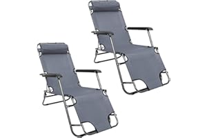 ‎AMANKA AMANKA 2er Set: 153x60 Relaxliege Garten Liegestuhl Klappbar - Gartenstuhl mit Liegefunktion - Sonnenliege Faltbar - Campingliege Leicht - Gartenliege Wetterfest Strandliege Relaxsessel Outdoor Liege