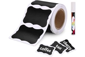 joyoldelf 150pcs Kit d'Etiquette Autocollantes Réutilisables pour la Cuisine Organiser avec Marqueurs Craie Liquide, Étiquette Tableau Noir Amovible pour Décorer Votre Cuisine Pièce de Rangement