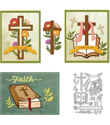 Metall-Prägeschablone 'Silber Kreuz Blumen' – Für Scrapbooking, Karten & Deko