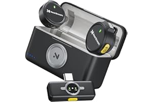 NearStream Wireless Lavalier Microphones for Android,iOS,Tablet,PC,Lapel Portable Microphone Intelligent Noise Cancelling for Streaming,Video Recording,Vlog,Podcast,Clip on Microphone(AWM25T)